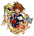 Sora (alt: Santa, Atlantica, Halloween): "A cheerful, energetic little boy who grew up in Destiny Islands. / He was chosen by the Keyblade to fight the Heartless. / He transforms his heart's bonds into power, and fights against the forces of darkness."